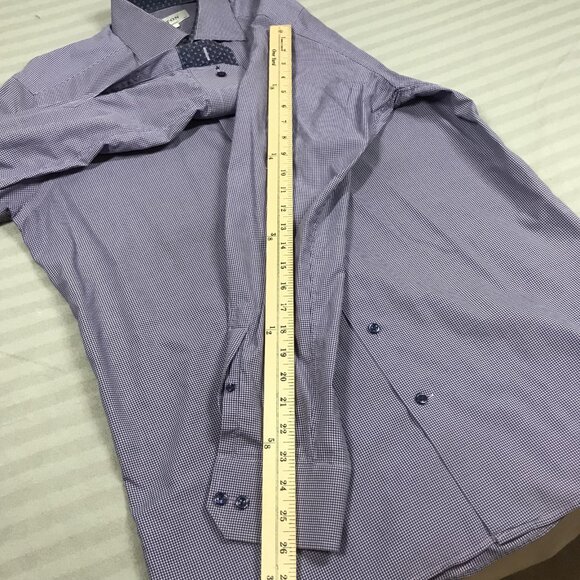 Eton Dress Shirt Mens 16.5 42 Blue White Gingham Check Contemporary Cotton - Picture 9 of 11